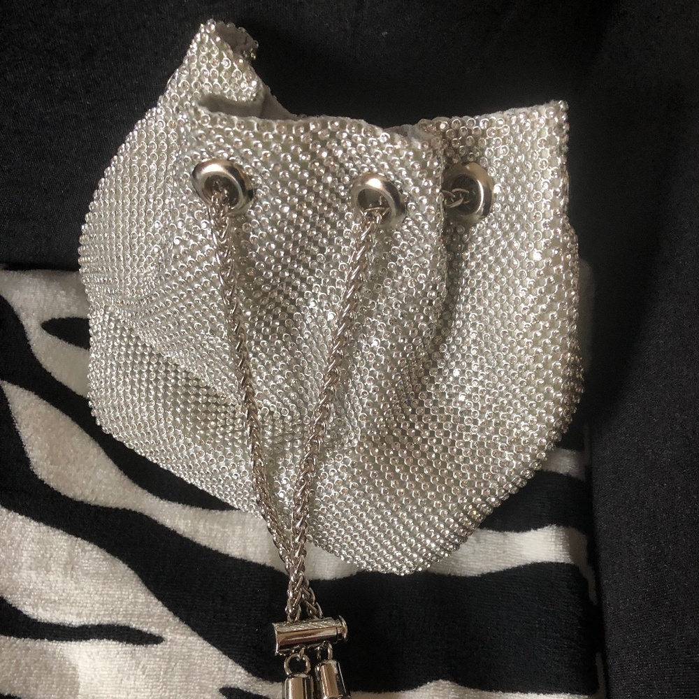 Silver Crystal Bucket Bag